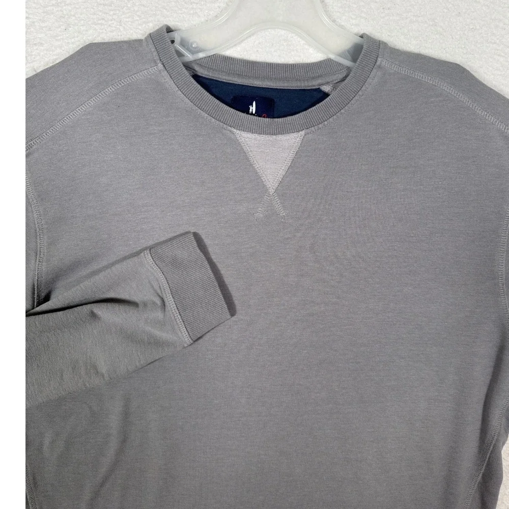 Johnnie-O V-Stitch Gray Crewneck Sweatshirt French Terry Pullover Mens Small